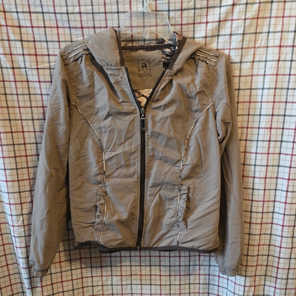 Ac-Tiv-Ology Gray Hooded Lightweight Ladies Jacket PM